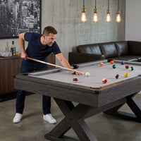 8 Foot Pool Table Built for Professional Play, 1-Inch Slate Surface, Wool Blend Fabric, Solid Wood Rails — Lifestyle