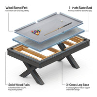 8 Foot Pool Table Built for Professional Play, 1-Inch Slate Surface, Wool Blend Fabric, Solid Wood Rails — How It Works