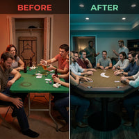 Lost Mill 8 Station Poker Table 1 Quantity in Mocha Oak 1 Pack — Before & After