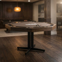 Lost Mill 8 Station Poker Table 1 Quantity in Mocha Oak 1 Pack — Studio Shot