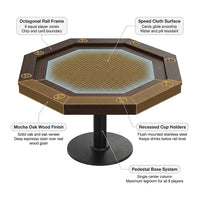 Lost Mill 8 Station Poker Table 1 Quantity in Mocha Oak 1 Pack — How It Works