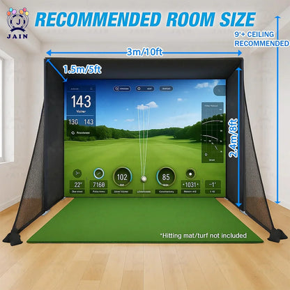 Golf Simulator Enclosure — Impact Screen, Aluminum Frame & Hitting Net