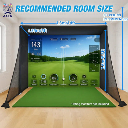 Golf Simulator Enclosure — Impact Screen, Aluminum Frame & Hitting Net