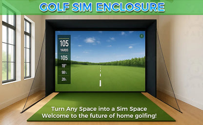 Golf Simulator Enclosure — Impact Screen, Aluminum Frame & Hitting Net